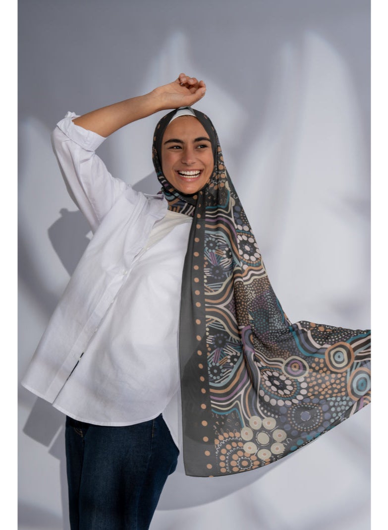 Women Hijab Urban Spiral Printed Chiffon